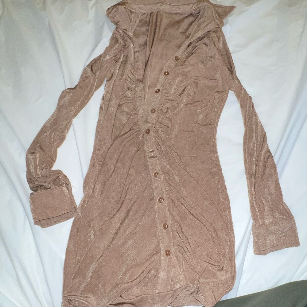 NEW mocha terry cloth dress